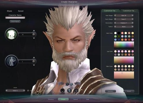 La création de personnages dans Aion