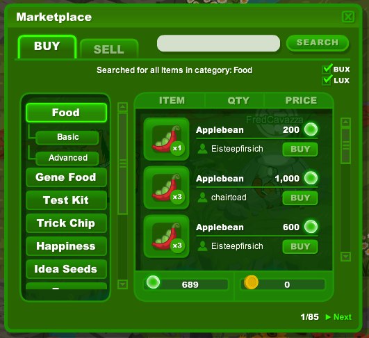 La marketplace de Faunasphere