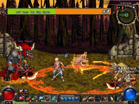 L'écran de jeu de Dungeon Fighter Online