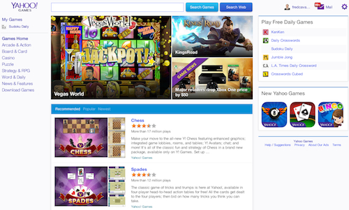 La nouvelle version de Yahoo Games