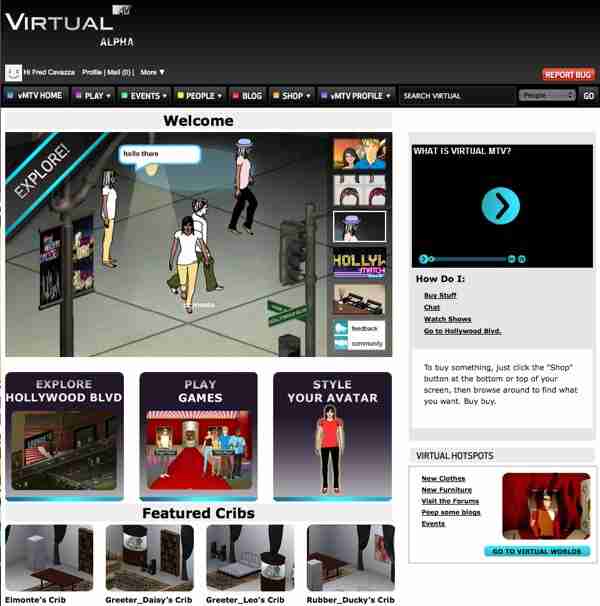 La page daccueil de Virtual MTV