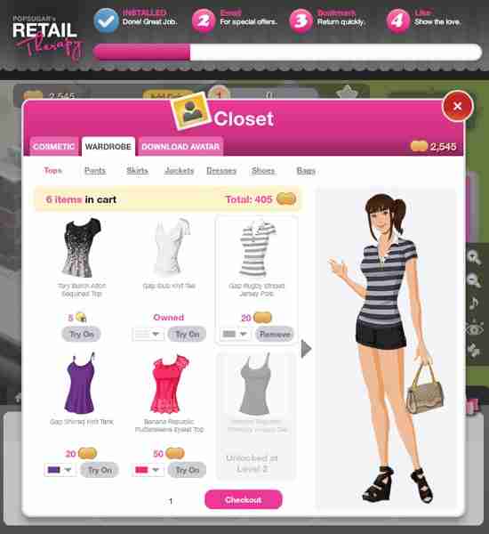 Création de votre avatar dans Retail Therapy